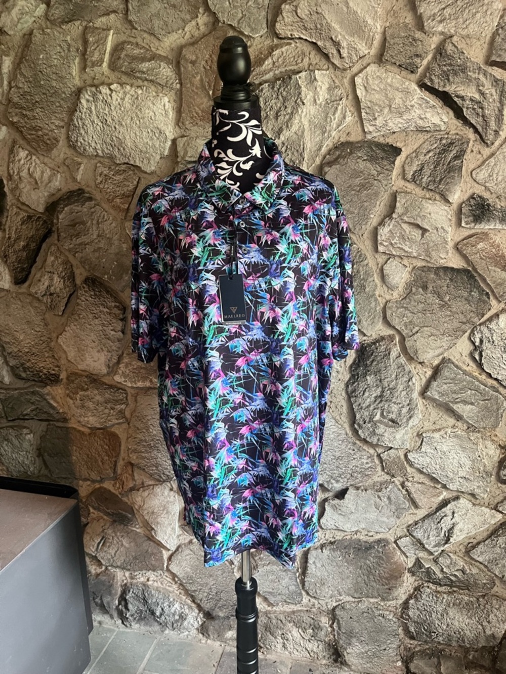 NWT Maelreg Performance Polo Tropical Print 2XL